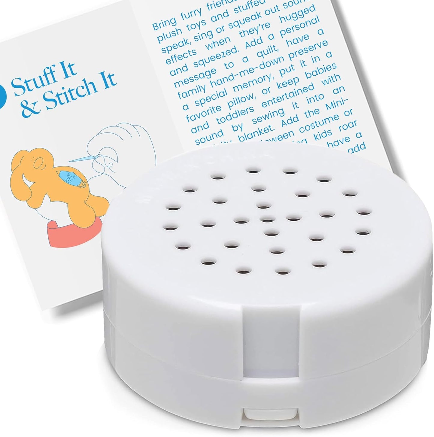 VOICEGIFT 60-Second 1-Pack Mini-Me, Multi-Message Audio Recorder for Plush Toys, Quilts, Pillow, Crafts, Playful Mini