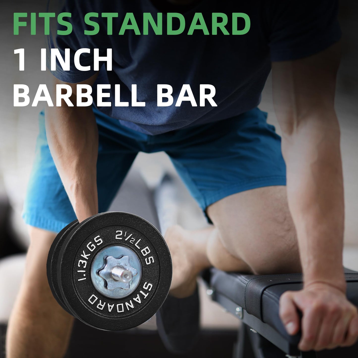 Fitvids 1 Inch Standard Weight Plates, 4x 2.5 LB Plates for Home Gym Strength Training, Deep Grip Edge