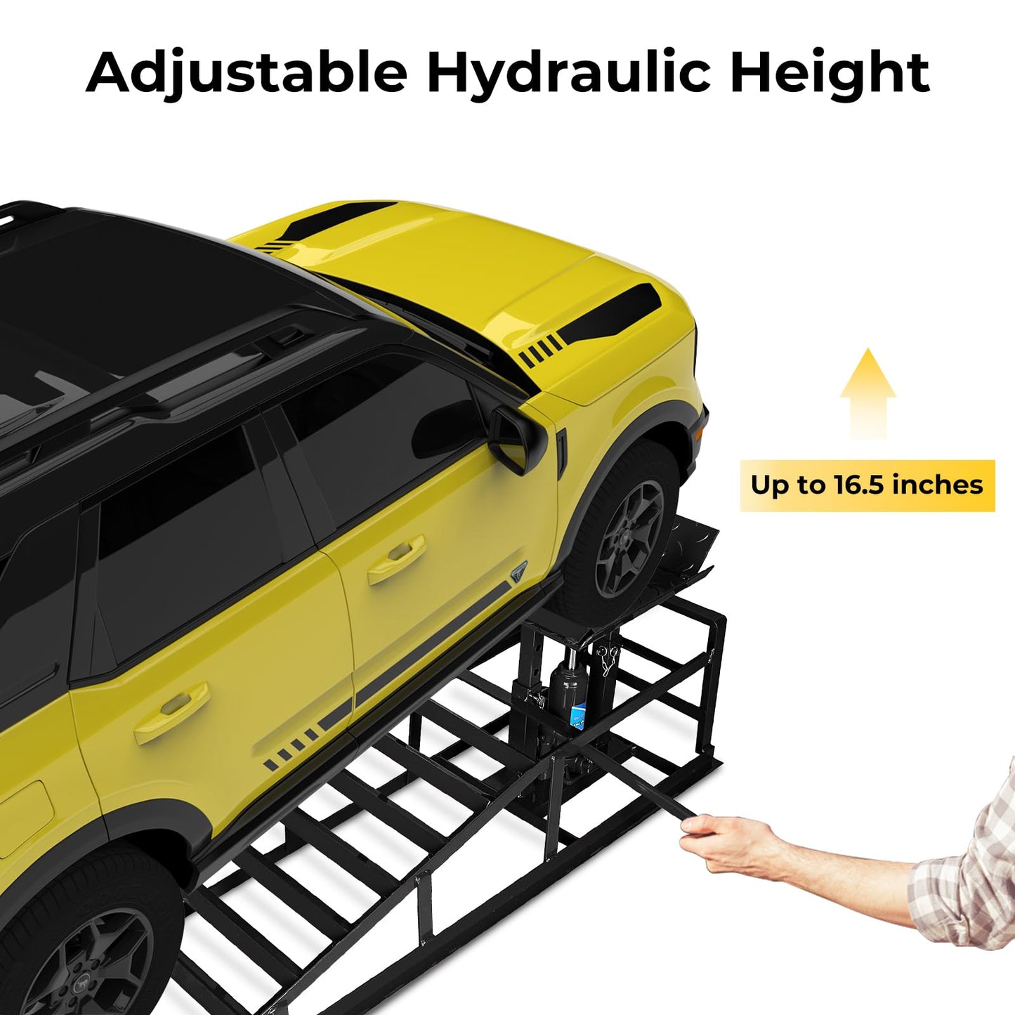 Skepphlay 2 Pack Hydraulic Car Ramps 5t, Car Ramps High Lift 11000lbs, Cars Lift Service Ramp Height 9"-14.2", Heavy Duty Steel Auto Ramp for Changing Oil for Maintenance, Black