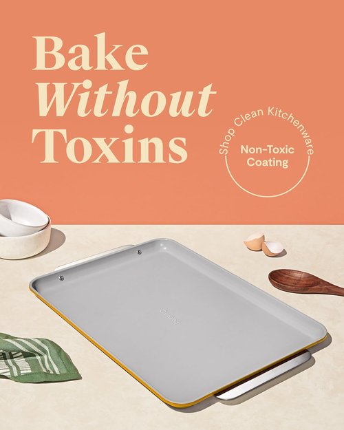 Caraway Non-Stick Ceramic Baking Sheet Duo - Non-Toxic, PTFE & PFOA Free - Ideal for Baking & Roasting - Large (18" x 13") - Marigold