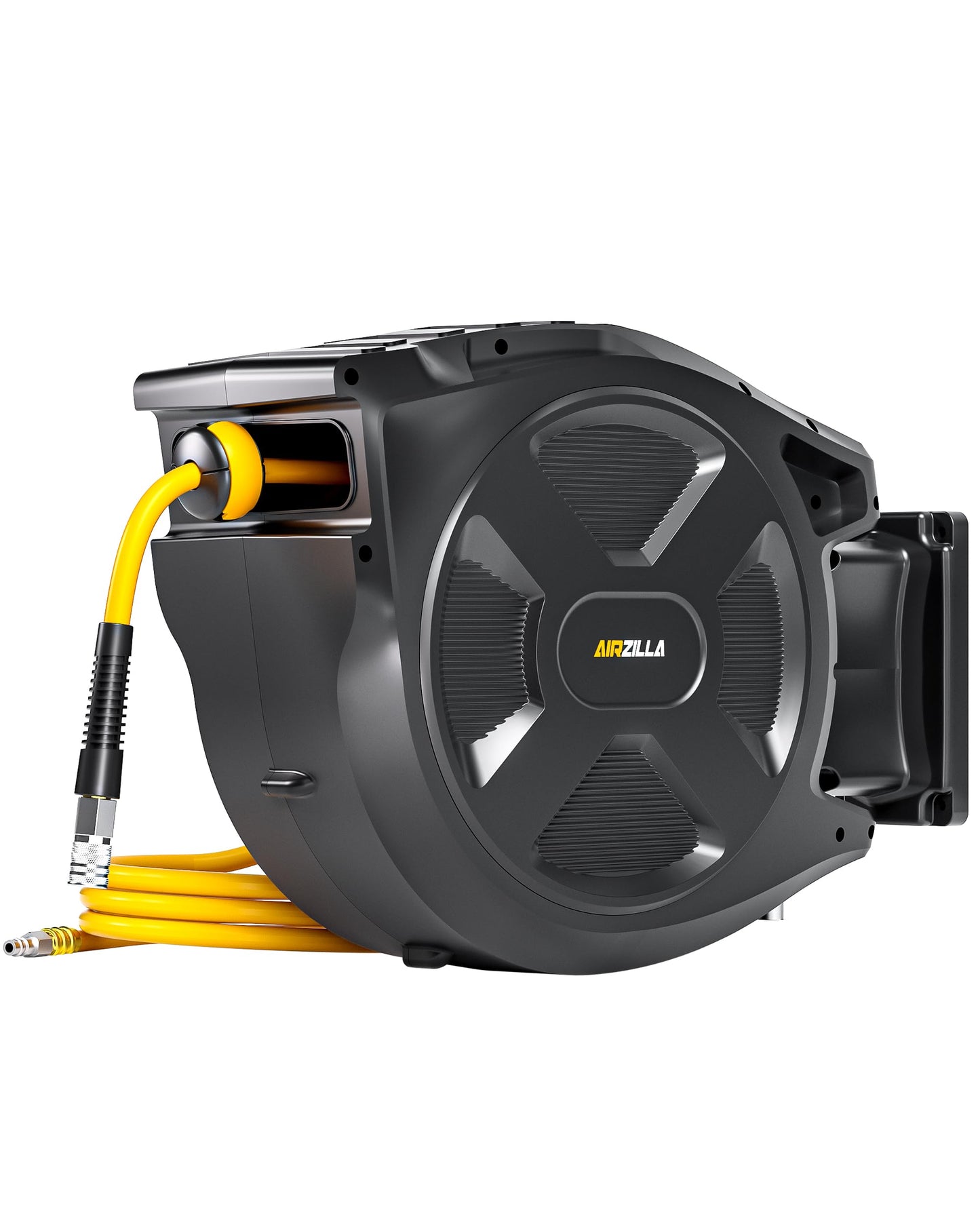 Retractable Air Hose Reel, 3/8" x 100Ft Flex Hybrid Air Hose Max 300PSI Kink-resistant Air Compressor Hose Reel Auto Rewind with 6Ft Lead in, Quick Connect, 180° Swivel Mounting Kit.