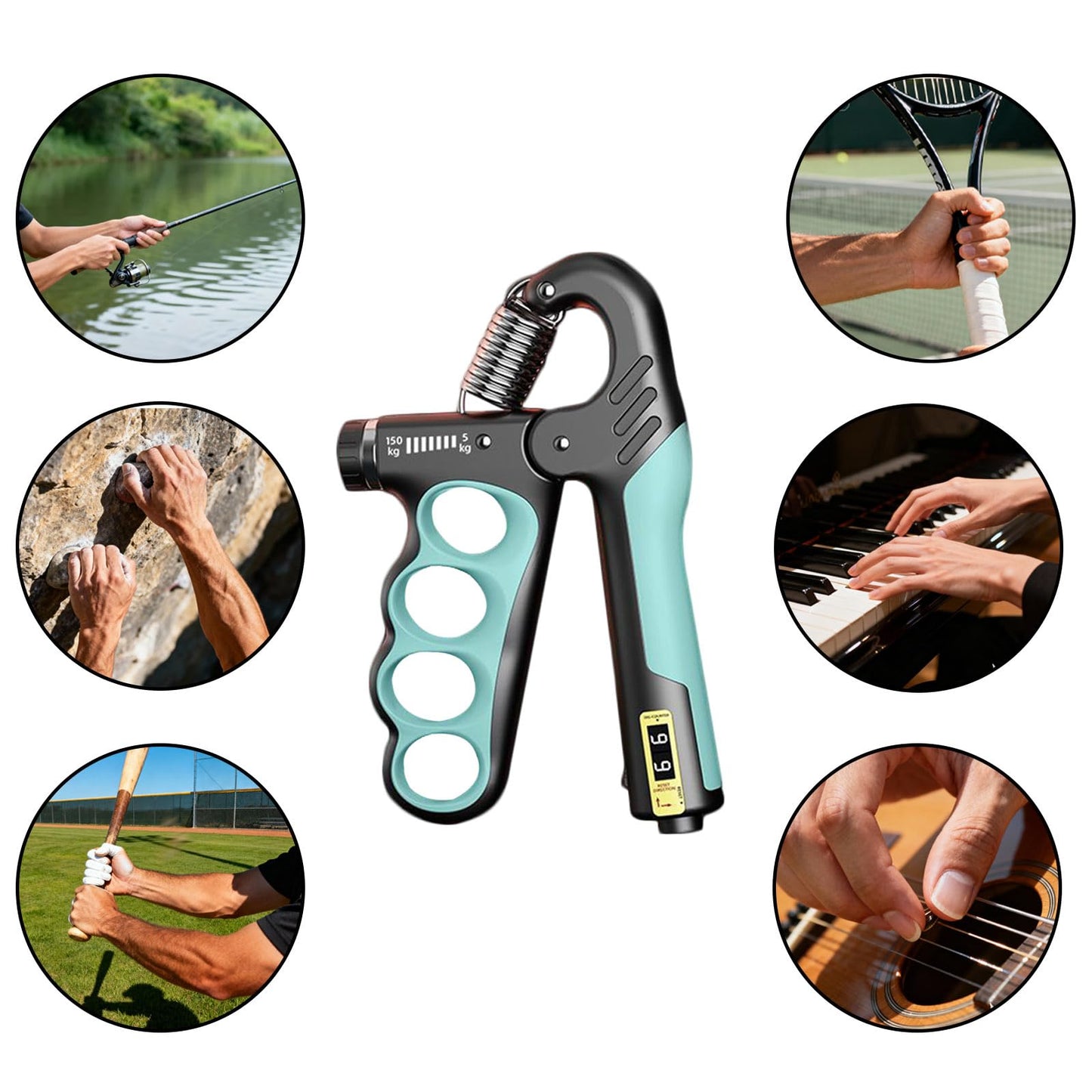 HSEONEJIA 2PCS Adjustable Hand Grip Strengthener (11-220LB) - Automatic Counter Hand Wrist Forearm Exerciser, Grip Strength Trainer for Athletes, Musicians, Injury Recovery & Physical Therapy (Red)