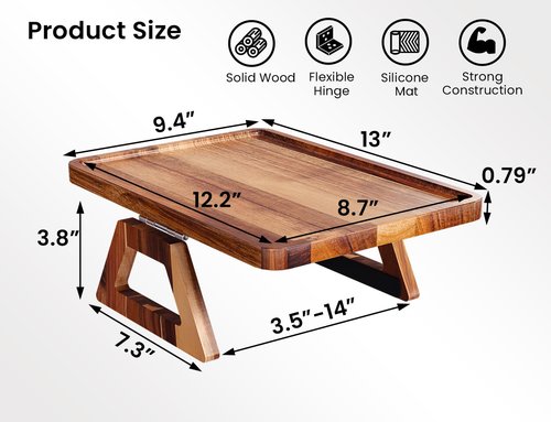 Danfoxer 2 Pack Acacia Wood Couch Arm Tray,Couch Tray,Folding Sofa Armrest Trays,Couch Arm Table Clip-On Couch Desk for Drinks,Snacks,Phone,Remote Control