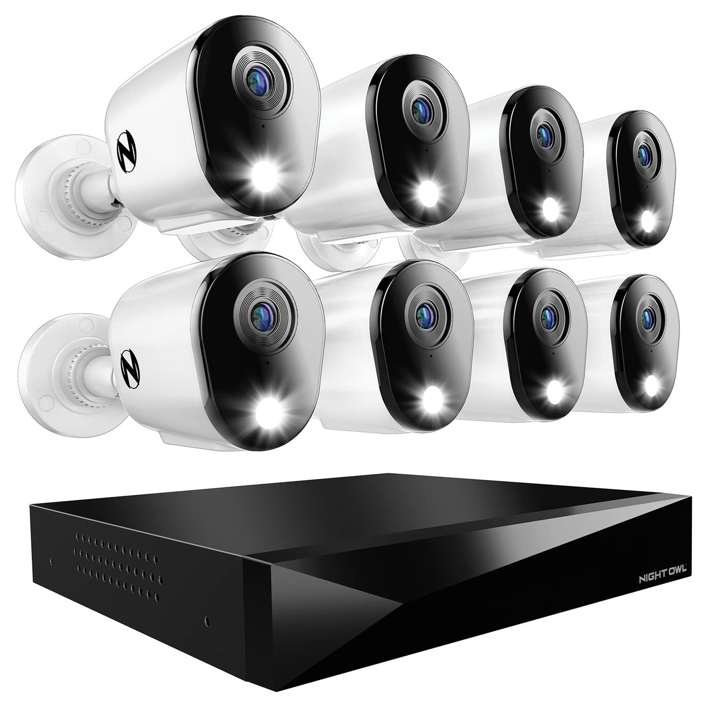 Night Owl 2-Way Audio 12 Channel DVR Video Home Security Camera System with (8) Wired 2K HD Indoor/Outdoor Deterrence Cameras and 2TB Hard Drive (Add up to 4 More Wi-Fi Cameras) (8 Camera)