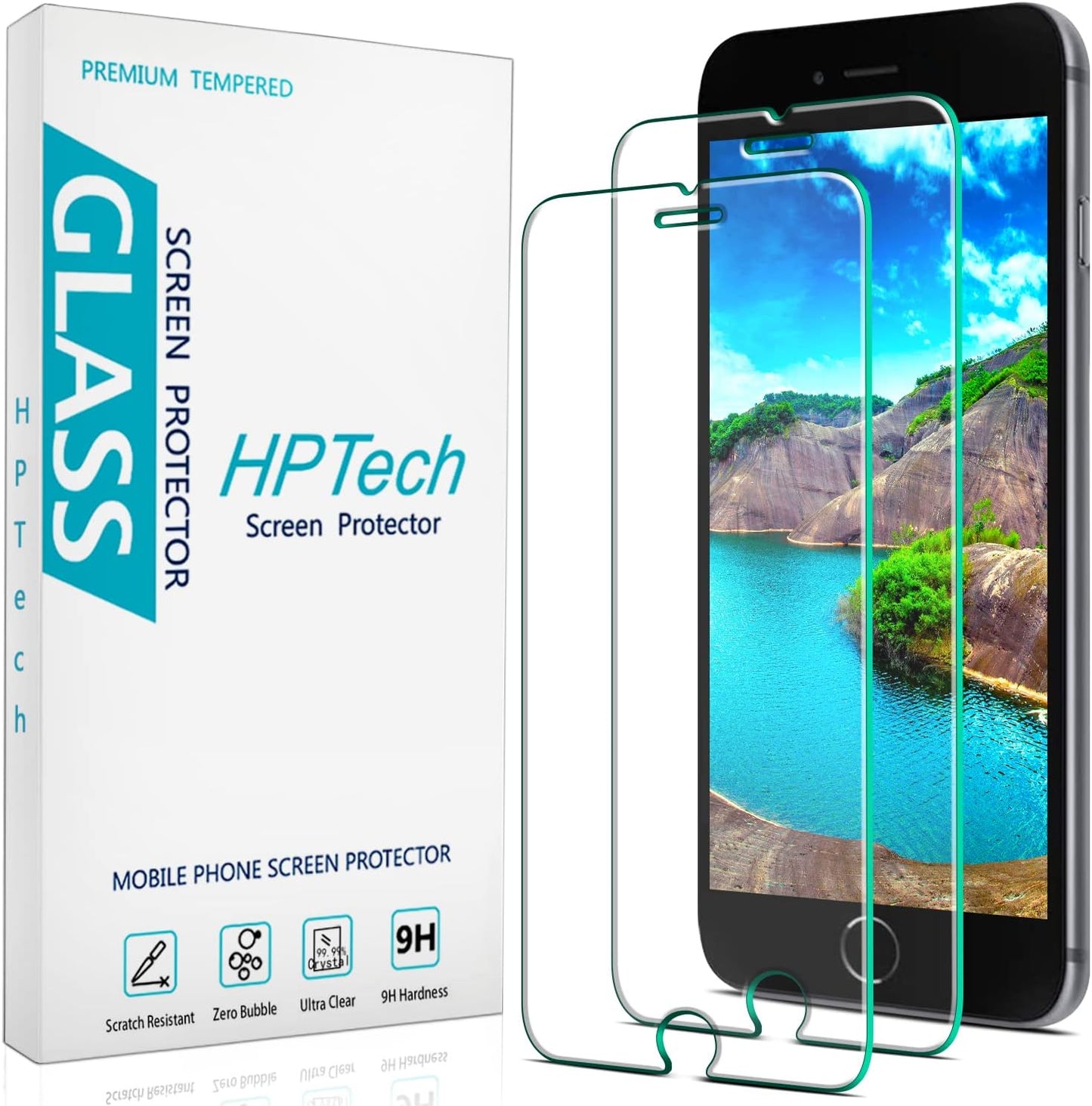 (2 Pack) 3, 2022, 2, 2020 HPTech Screen Protector for iPhone SE SE iPhone SE SE Tempered Glass, Anti Scratch, Bubble