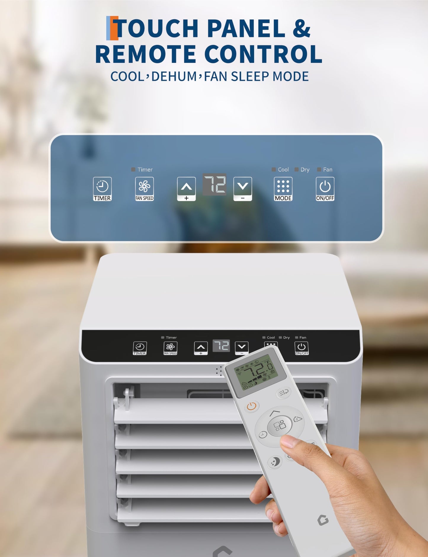 GarveeLife 8,000 BTU Portable Air Conditioners - Smart AC Units Cold Air System Quiet Cooling within 350 sq.ft with Remote Control 24H Timer/Dry/Fan Modes Drain-Free Window Installation Kits
