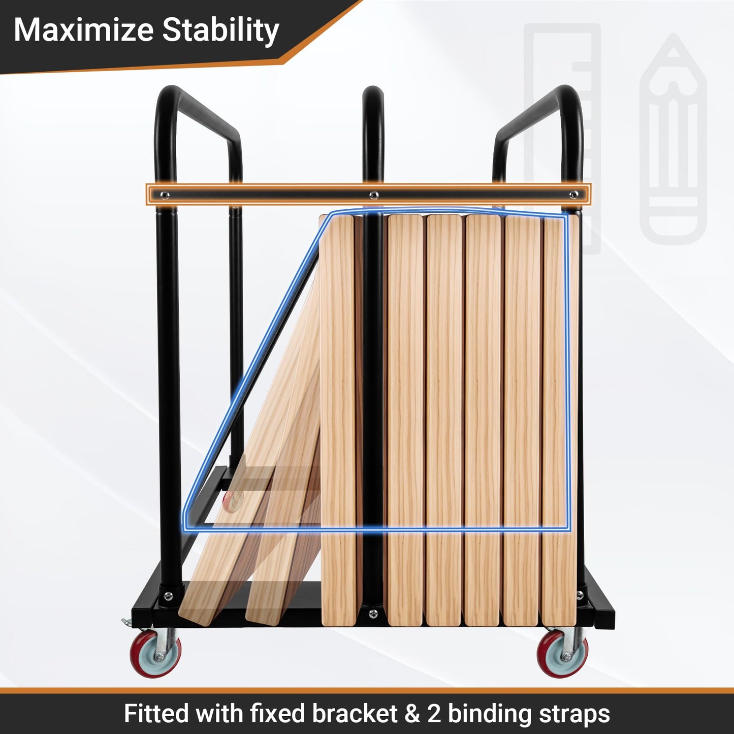 Eastrexon Steel Panel Truck, Drywall Cart w/ 5” PU Swivel Wheels, Heavy-Duty Panel Dolly Cart w/ 1800 LBS Capacity, for Handling Wall Panel/Lumber/Folding Table/Sheetrock， 45.6" L x 29" W x 39" H