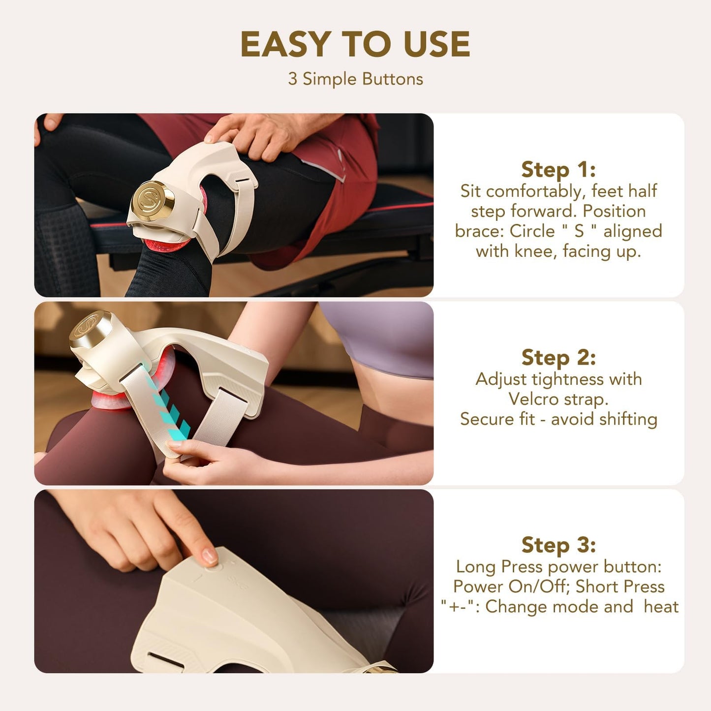 SKG WS500 Knee Massager with Heat for Pain Relief with Vibration for Joint Comfort, Cordless Heated Knee Brace with 5 Massage Modes and 3 Heating Levels, Perfect for Women Men Mom Dad