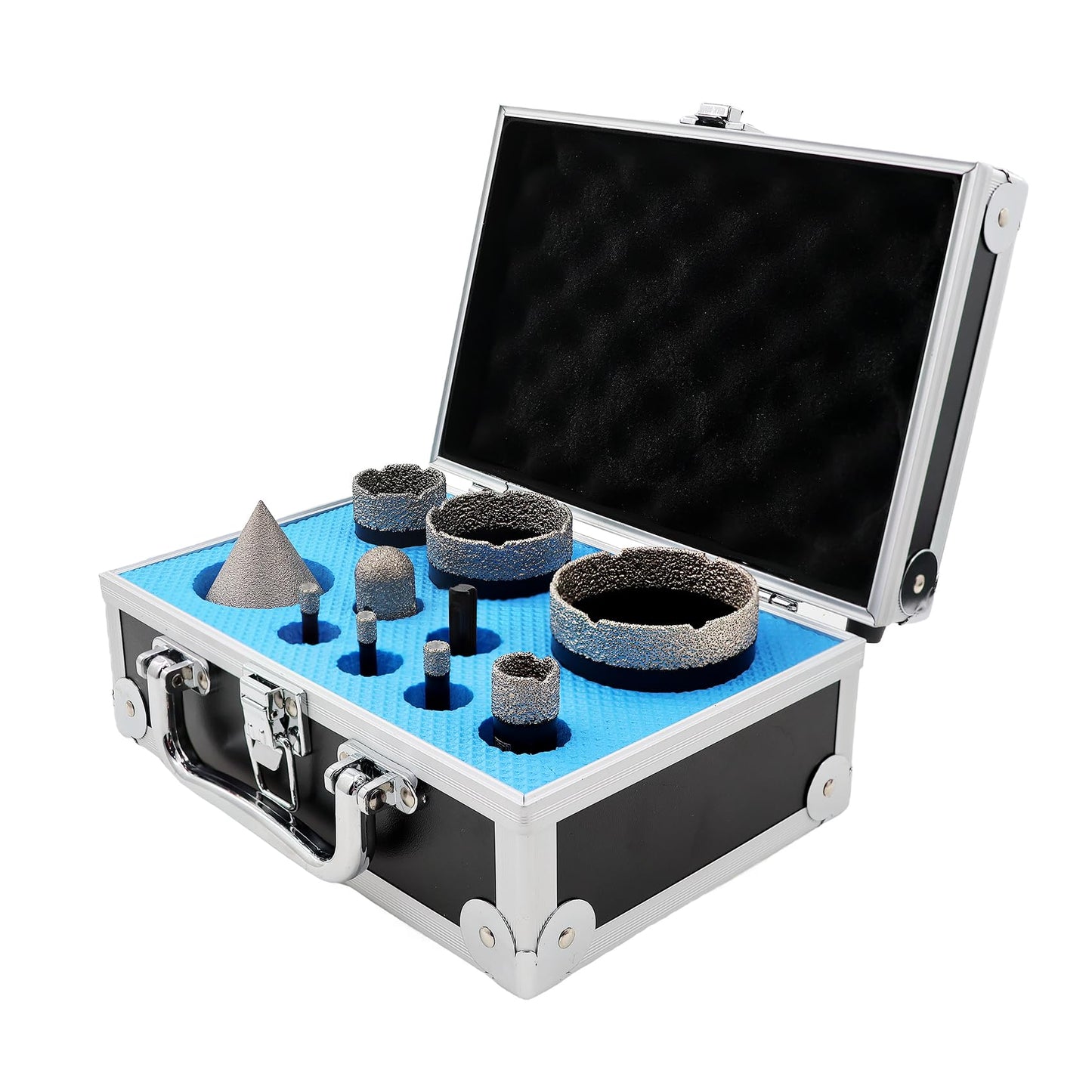 Diamond Tile Hole Saw Kit 10-Pack, DT-DIATOOL Diamond Core Drill Bits Set 6/6/8/19/35/51/65mm+20mm Finger Bit+50mm Chamfer Bit+SDS Adapter for Porcelain Ceramic Tile Marble Granite