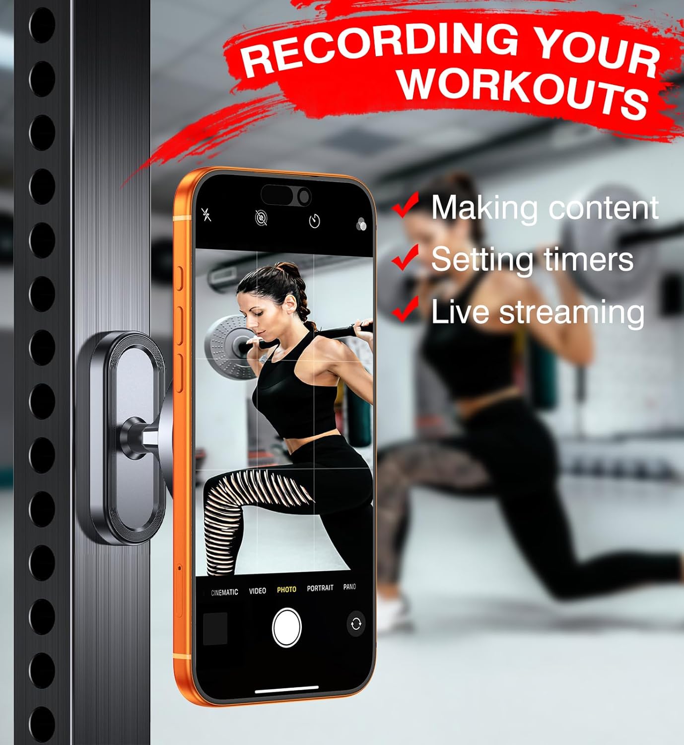 17 16 15 14 13 Coolpow Dual Magnetic Phone Holder for Gym Mag Safe Phone HolderStrong Magnet Gym Phone Holder Camera
