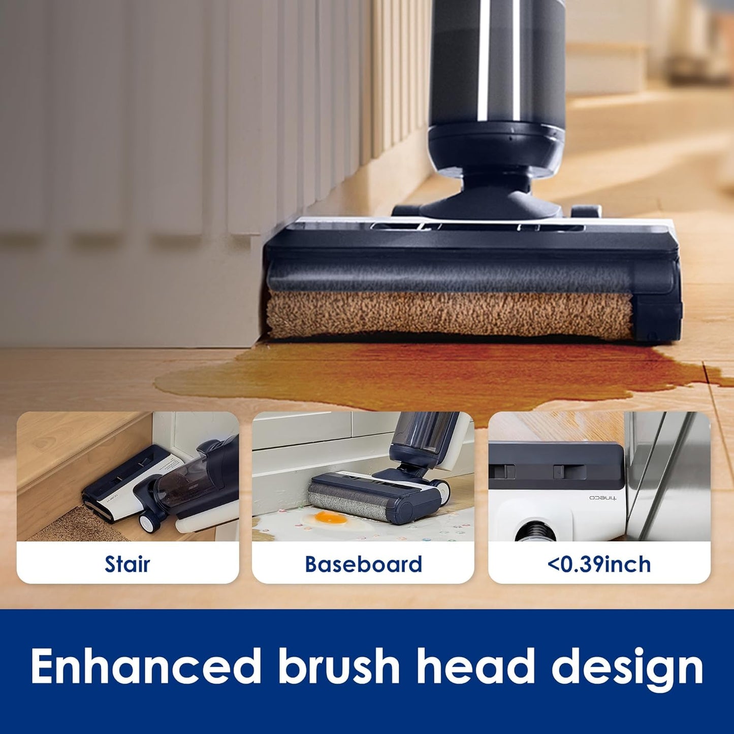 Tineco Floor ONE S5 Smart Cordless Wet Dry Vacuum Cleaner - Digital Display, Long Run Time, Blue