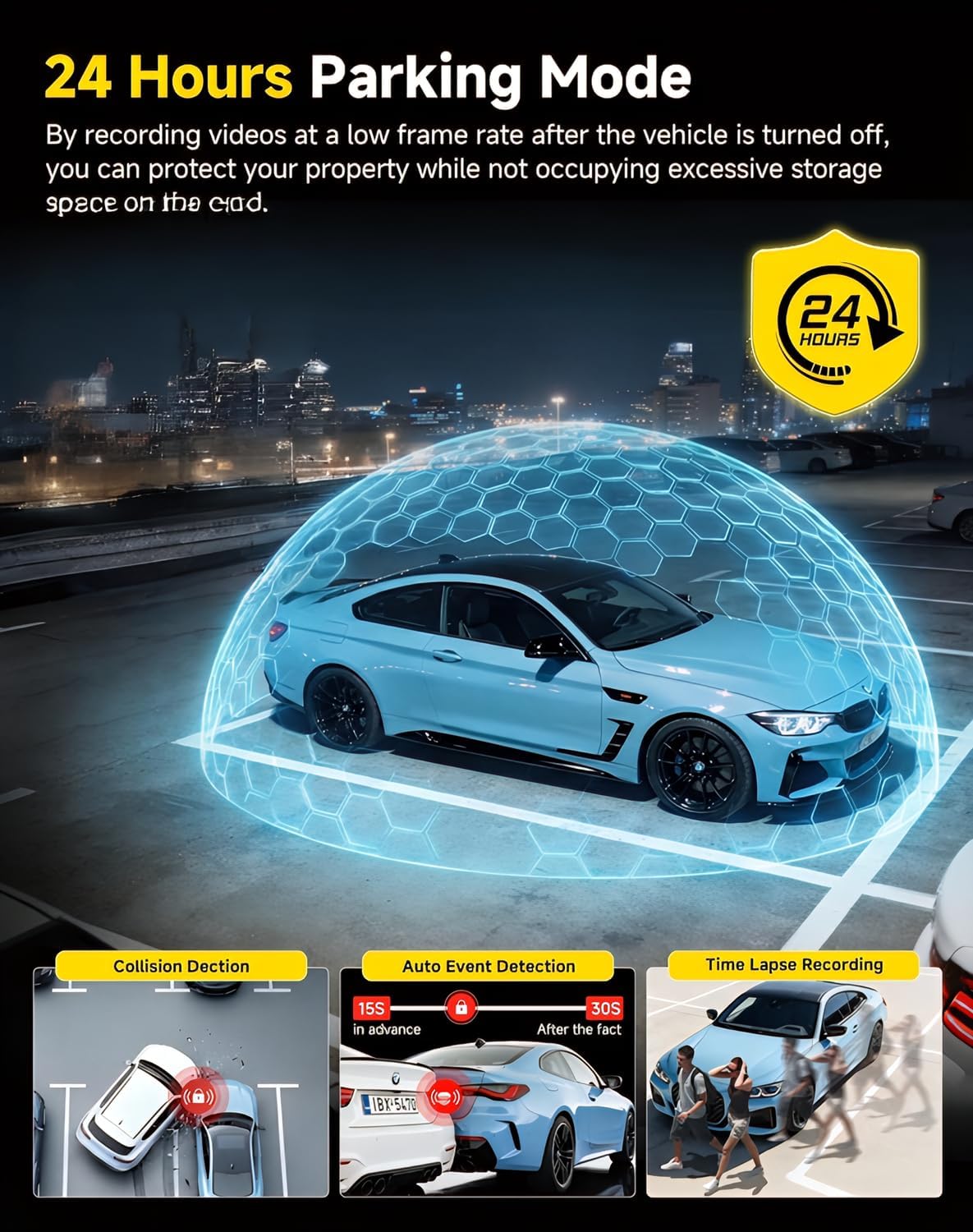 Wkreuoar 24Hr (1080 Dash Camera Front and Inside,Dashcams for Cars with IR Night Vision Loop Recording G-Sensor Parking