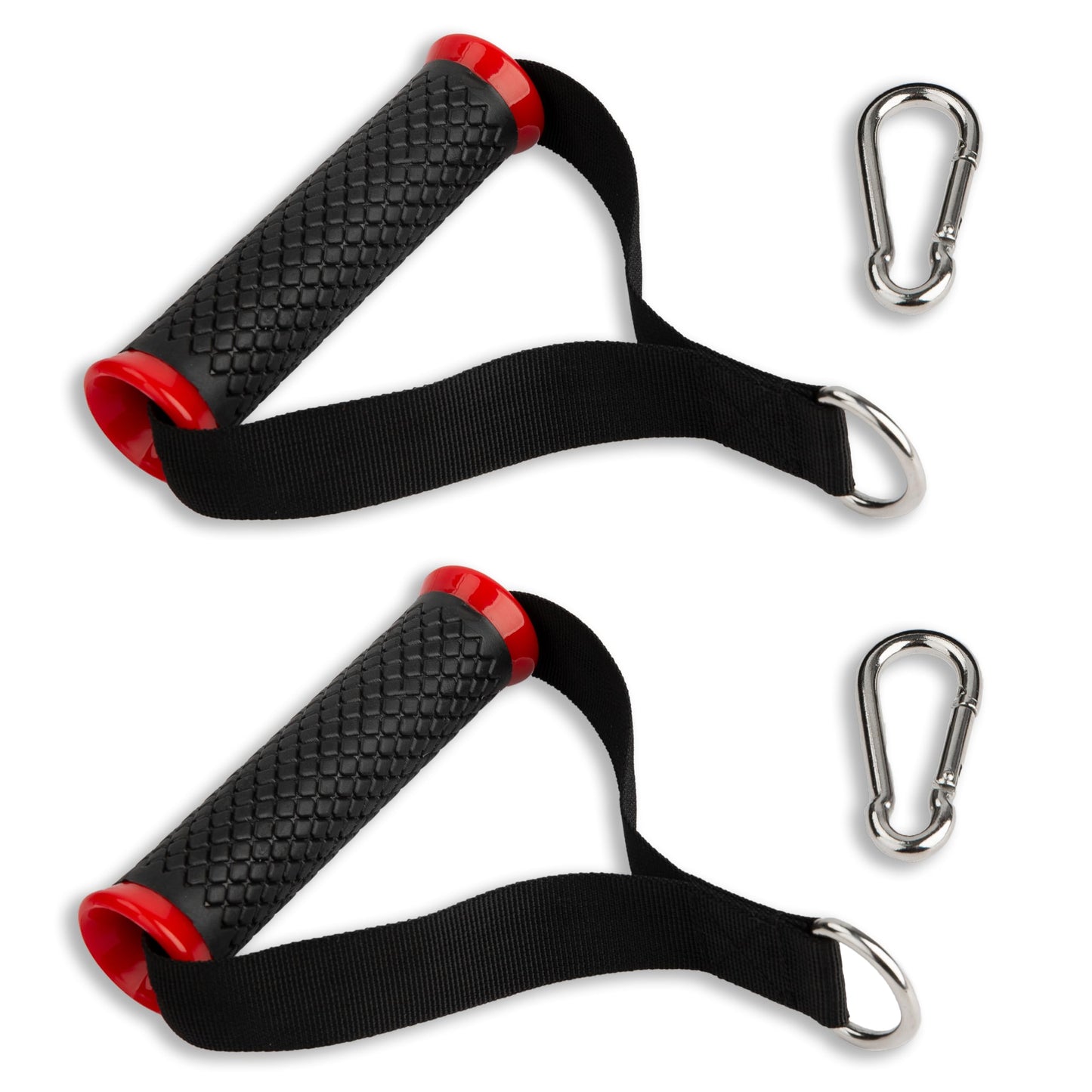 HASSLICKIT Ultra Heavy Duty Exercise Handles, Cable Handles Gym Equipment Attachment, Double D-Ring Grips, Encrypted Webbing, Red Edge Design Non-Slip Comfort Grips