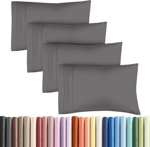 King Pillow Cases by [Brand Name] - Ultra Soft Hotel Quality Covers | Wrinkle-Free & Fade Resistant - 4 Piece Set in Dark Grey