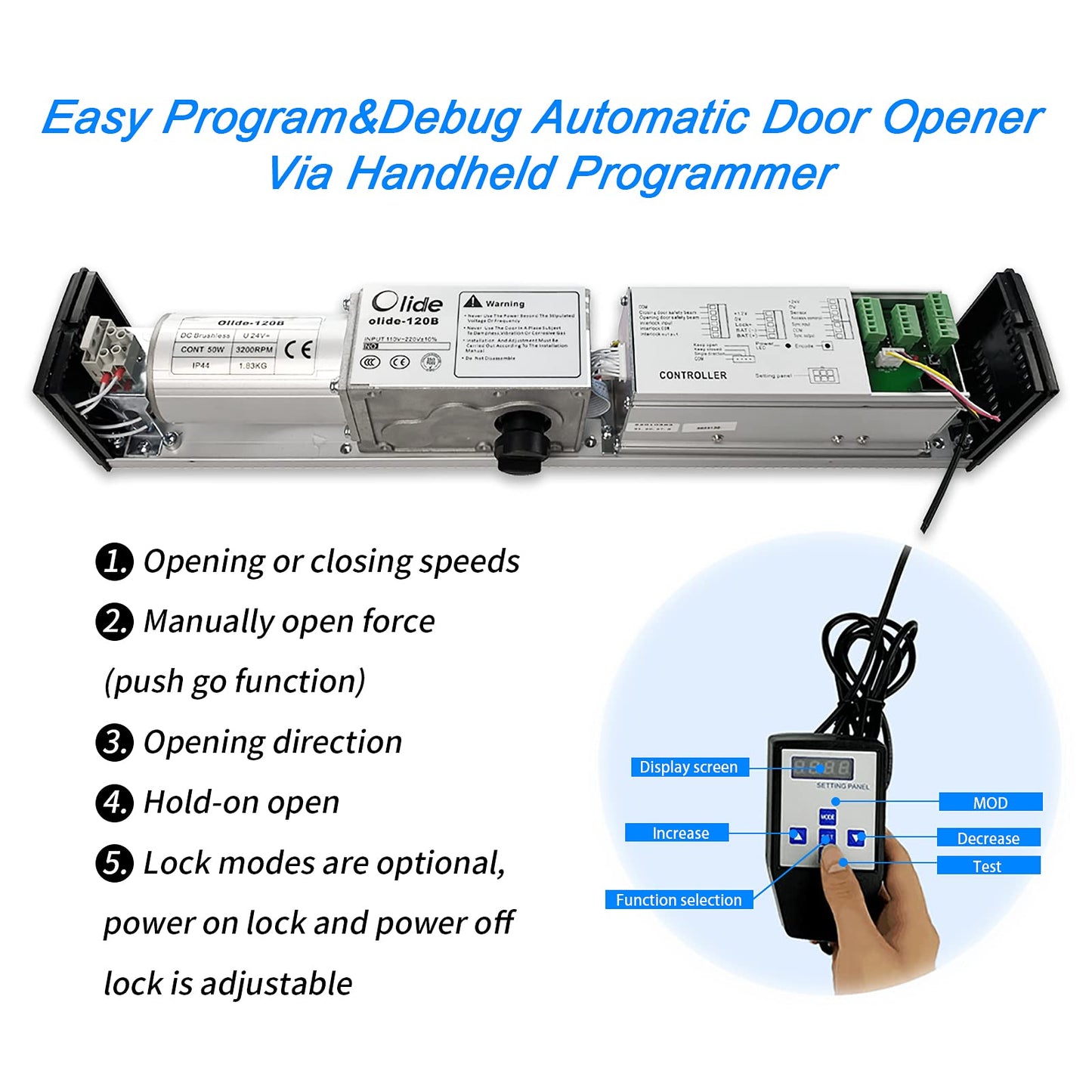 Olideauto DSW120 Swing Door Opener/Closer Residential/Commercial,Automatic Residential/Commercial Door Opener/Operator+2PCS Wireless Handicap Push Buttons