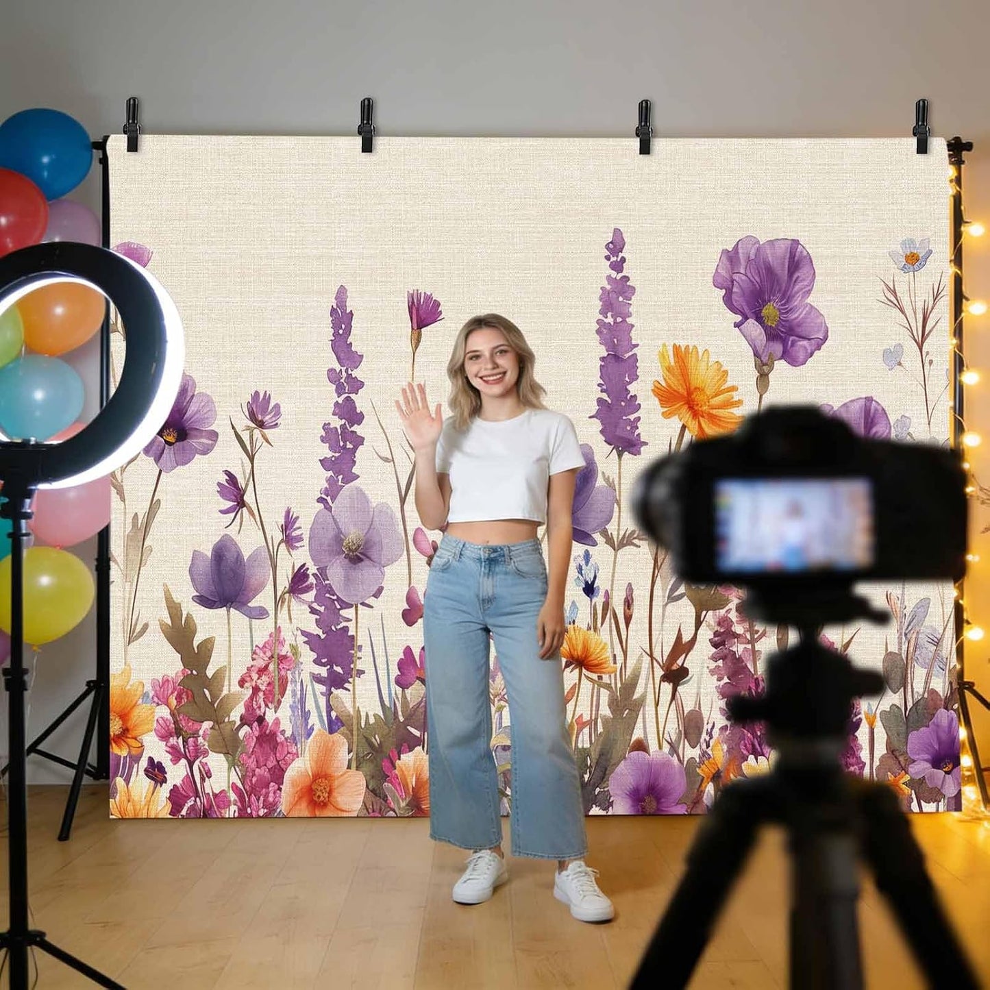 Vyrn Klynt Country Decor,10x8ft Flower Purple Lavender Plant Photography Backdrop for Portrait Photo,Photoshoot