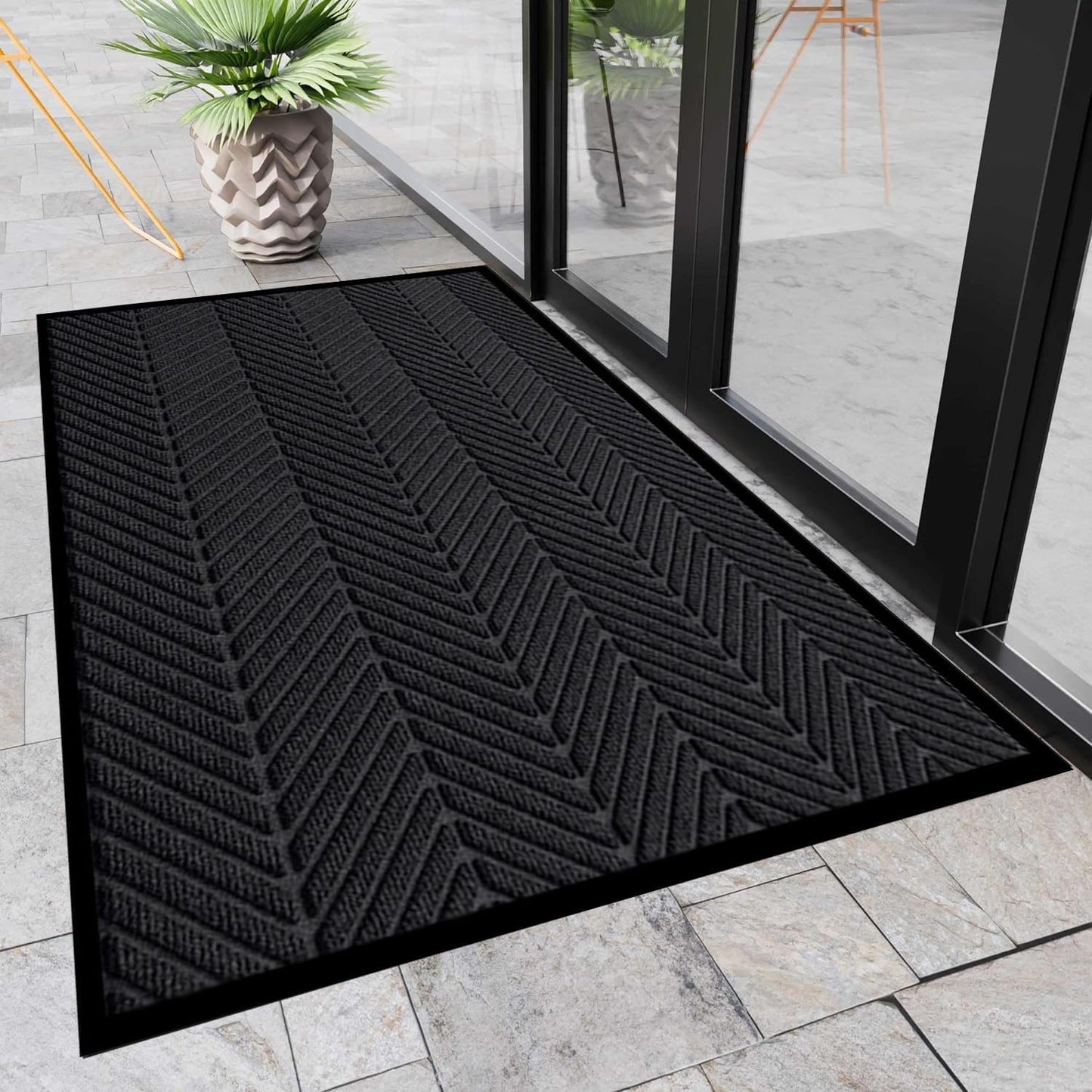 Front Door Mat,4'x8' Commercial Floor Mat Indoor Outdoor Entrance, Heavy Duty Welcome Mat, Rubber Backing Non Slip Doormat for Entryway, Large Entry Rug for Home Office Business Areas