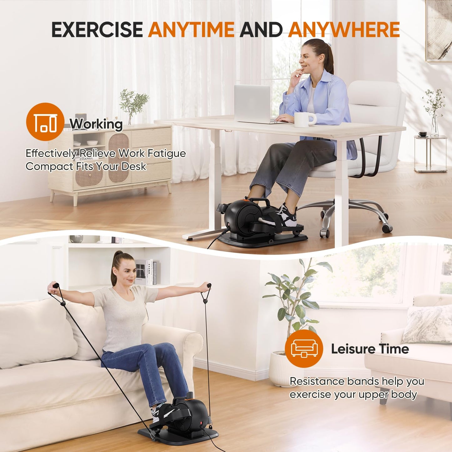 Dripex Under Desk Elliptical Machine, 3-in-1 Electric Seated Pedal Exerciser, Portable Leg Exerciser While Sitting for Seniors with Remote, 16 Adjustable Speed & Resistance, Fully Assembled