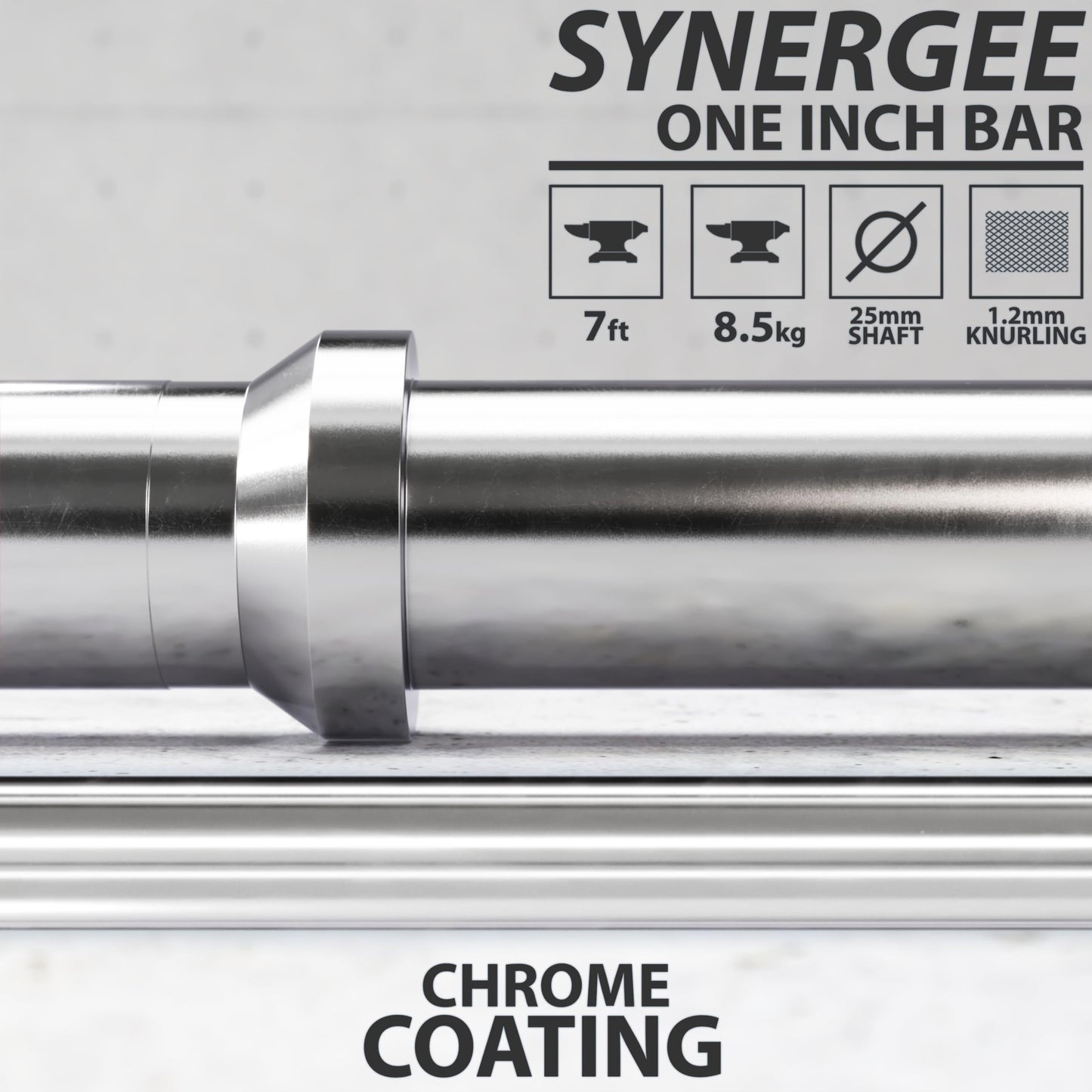 Synergee 1" Olympic Barbell Standard Weightlifting Barbell. 7-foot Bar Weighing 8.5 KG/18.7LB. Compatible with 1”-Opening Plates.