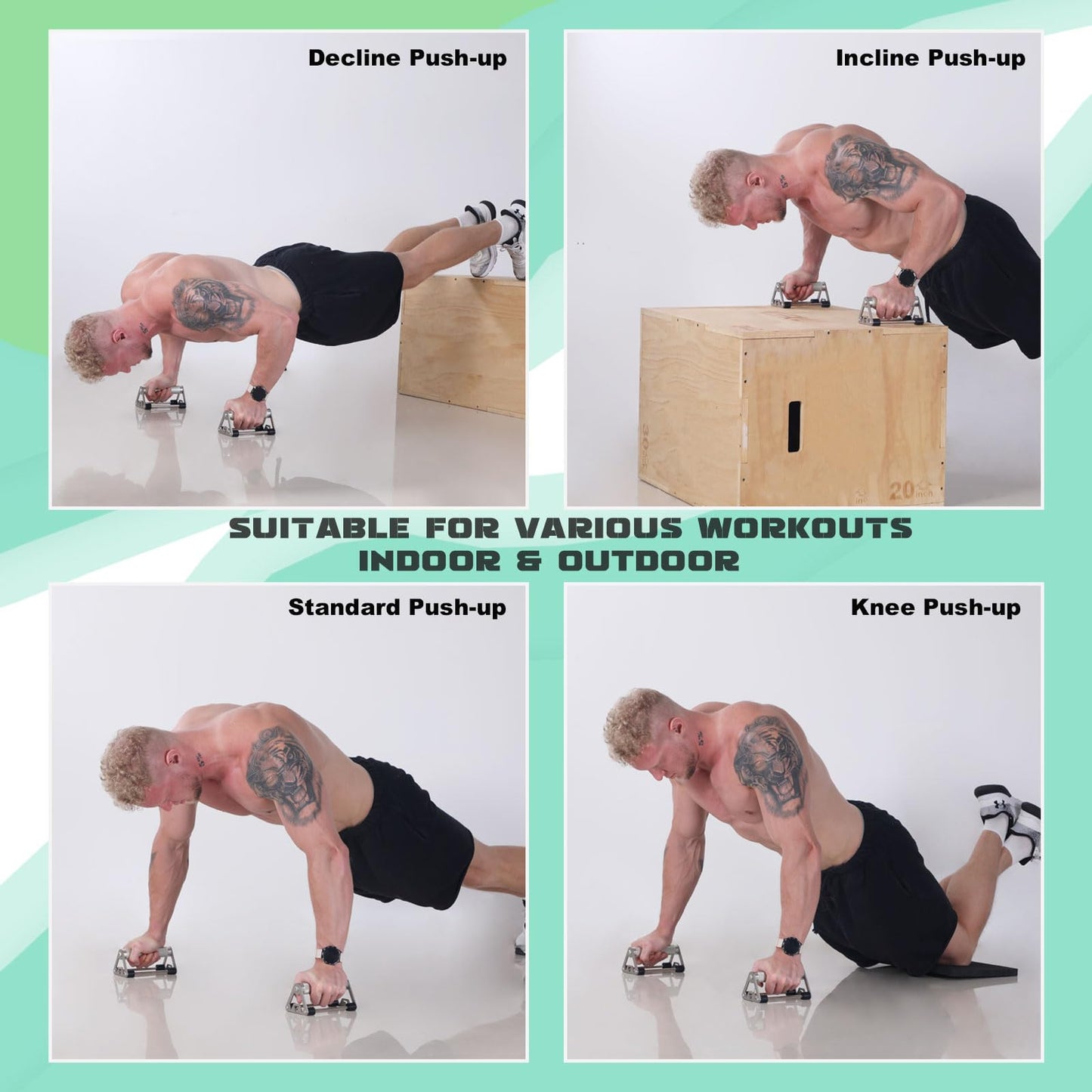 GEKU FIT Push Up Stand, Pushup Handles with Aluminum Alloy Grips for Strength Training, Heavy-duty Push Up Bars with Anti-slip, Odor-free Silicone Pads,1 Pair