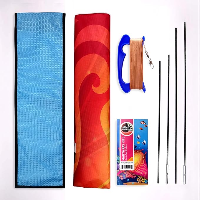Mint's Colorful Life Devil Fish Kite for Kids and Adults，Easy to Fly Delta Kites Single Line Large, 300ft Kite String Handle Include