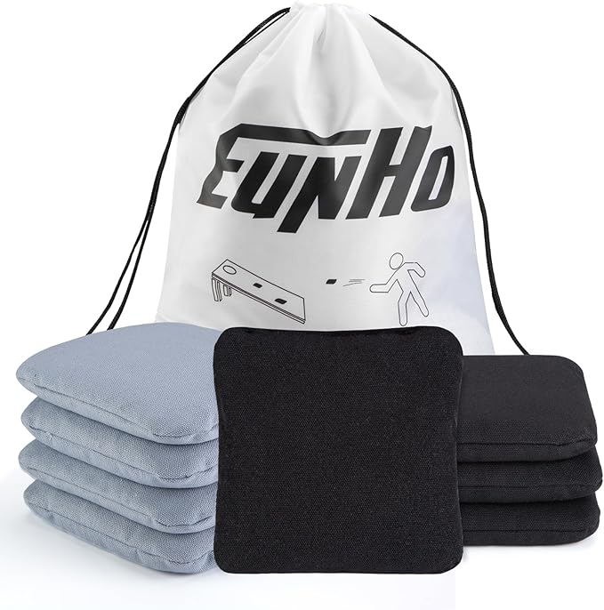 EunHo Cornhole Bags Set of 8 Regulation Size & Weight Corn Hole Bean Bags Official Professional All Weather for Tossing Game with Carry Case
