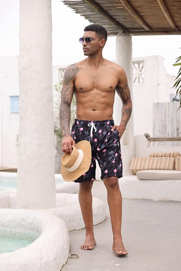 Goodstoworld Mens Swim Trunks with Compression Liner 9'' Inseam Quick Dry Swimsuit Shorts M-3XL