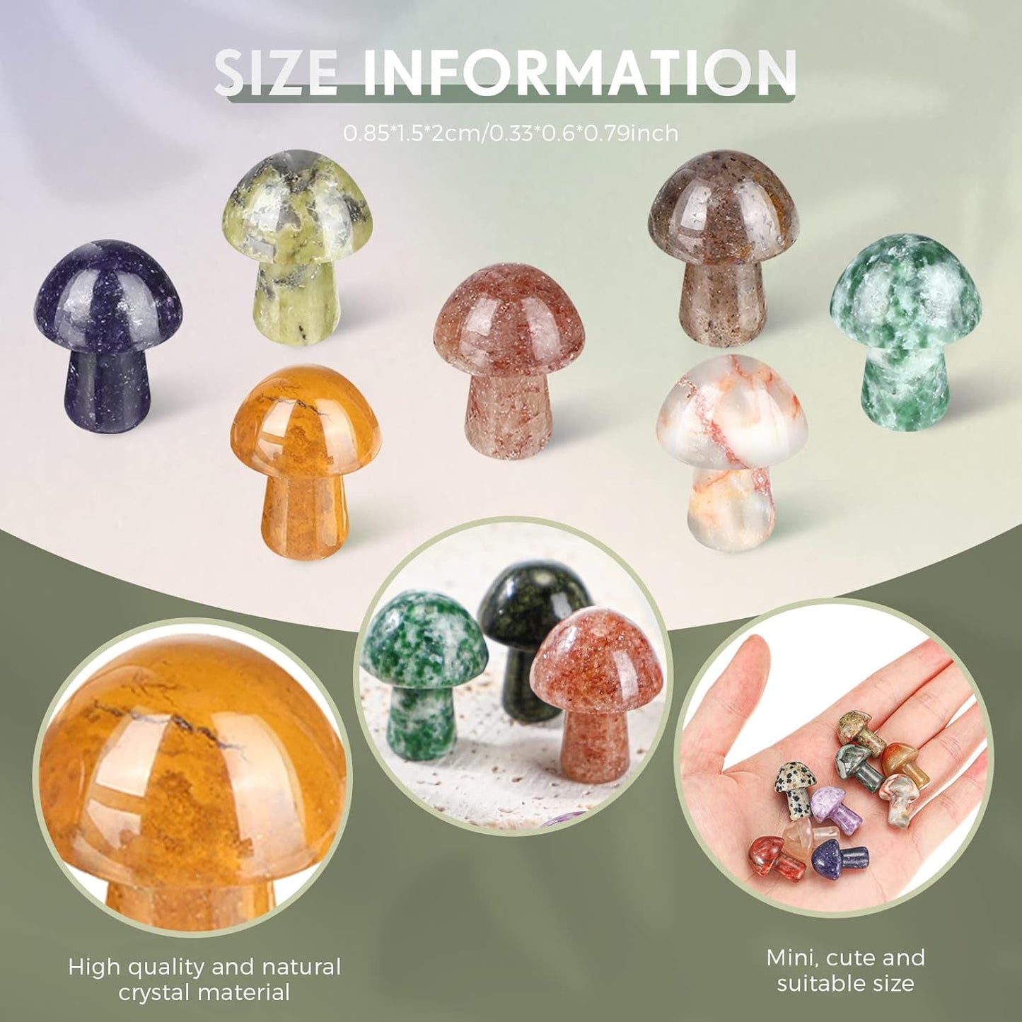 Skiennix Mini Crystal Mushroom Gemstone Sculptures - Polished Decor for Home & Garden | 48 Pcs Retro Style