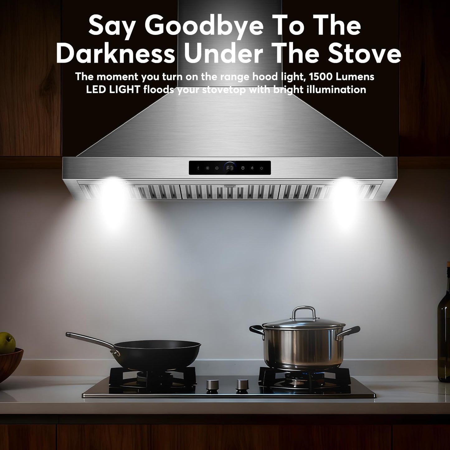 TAZPI 36 Inch Wall Mount Range Hood 1200 CFM, 4 Speed Remote Control Kitchen Wall Mount Range Hood with Motion Sensor & Adjustable LED Lighting Ducted/Ductless Convertible Pro Series