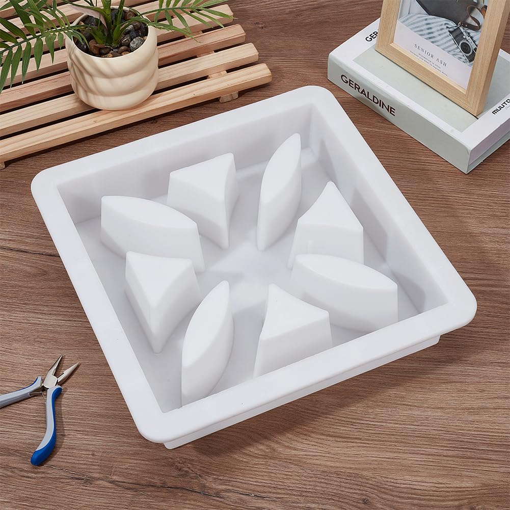 INTERWARM 1Pcs Concrete Wall Block Mold, Concrete Molds and Forms for Wall Double Square Cement Furniture Hollow Brick Mold for Architecture Landscape Beautification Road Engineering, White