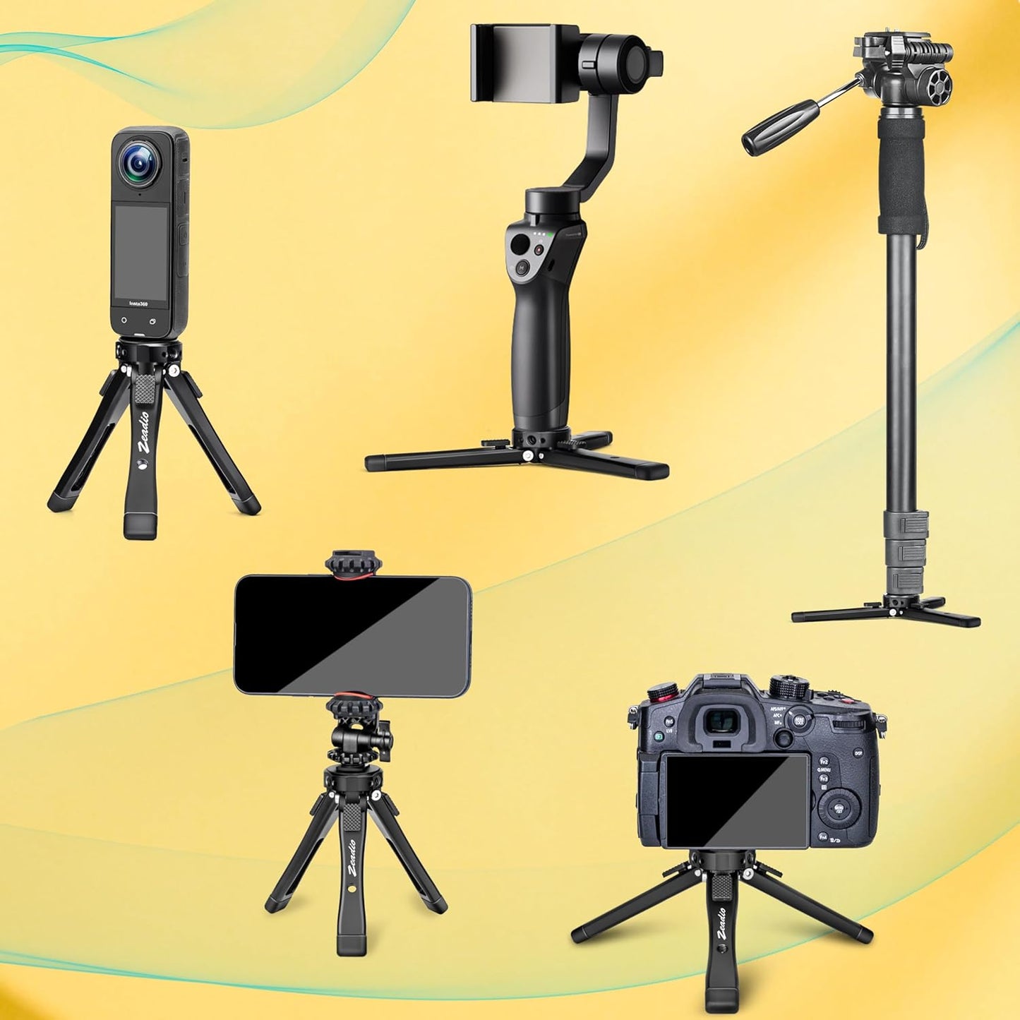 Zeadio etc(40kg/88lb Heavy Duty Mini Metal Tripod Stand - Universal Small Table Tripod for Camera, Gimbal, Action Cam