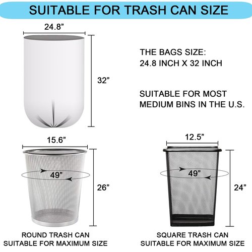 15 Gallon Trash Bags - 22 Micron Strong Tall Kitchen Office Garbage Bags, Fit Up 15 Gallon, 75 Count