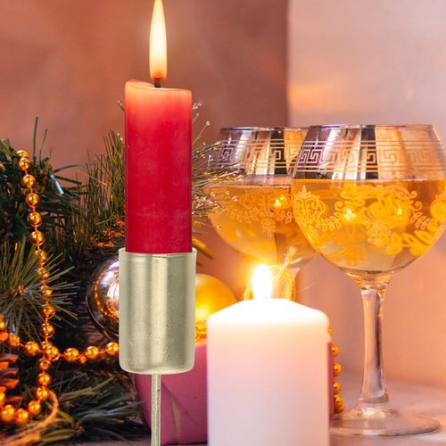 ABOOFAN Taper Candle Holders - 5pcs Golden Candle Stake Clips for Christmas Table Centerpieces