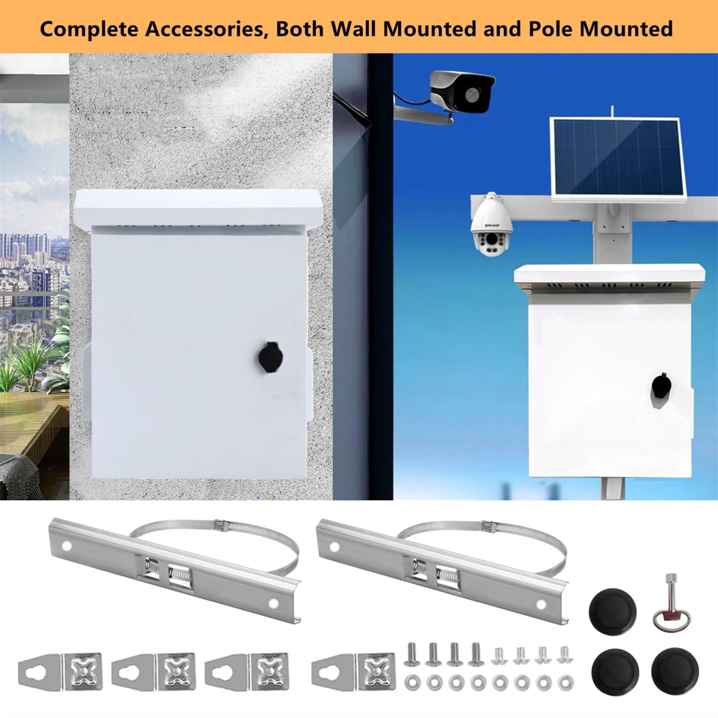 Yeaborn Outdoor Electrical Box 20'' x 16'' x 8'' One-Piece Ventilation Design Electrical Enclosure Box IP65 Waterproof Electrical Cabinet Street Light Box with Wall Hanging and Pole Mounting Parts