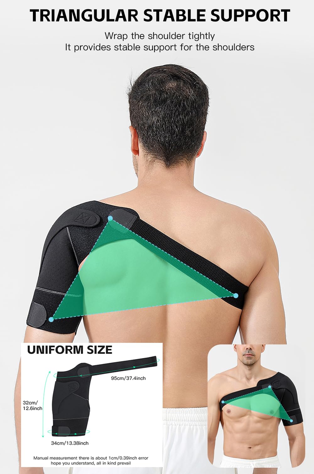 SUJAYU Shoulder Brace for Men Women, Adjustable Arm Sling Shoulder Immobilizer Arm Cuff Pads, Shoulder Support Brace Pain Relief Compression Sleeve for Arm
