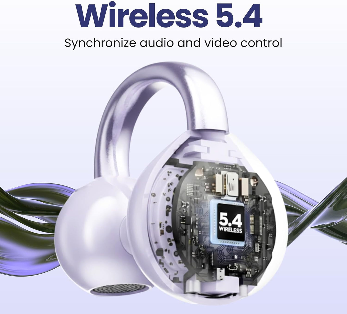 M79 5.4, 60H HC Clip On Earbuds, Open Ear Earbuds Wireless Bluetooth Lightweight Ear Clip Headphones with Mic