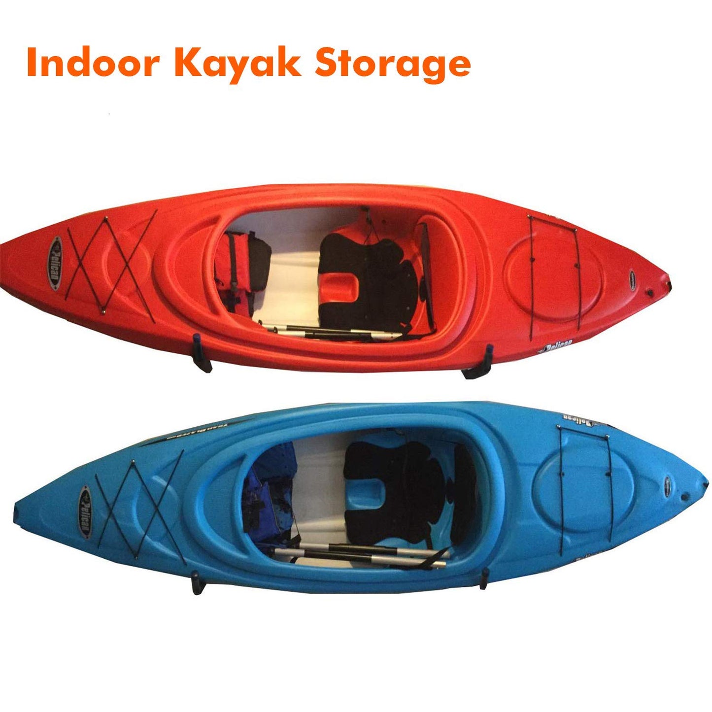 Ihomepark Heavy Duty Garage Indoor Kayak Storage Hooks Hanger, Wall Mounted Utility Hanging Cradle Rack for Canoe Paddle Board, Ladder, Folding Chairs, Hose, Bicycle and Tools (4 Pack, Black)