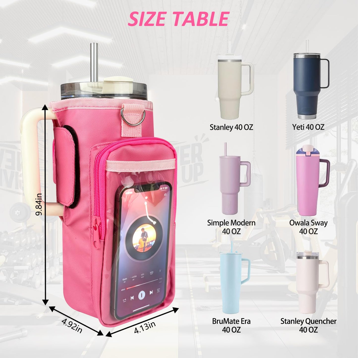 Magnetic Gym Bag, Magnetic Water Bottle Holder for Stanley, Gym accessories, Gym Gifts for Women and Men (PNK, 40 OZ)