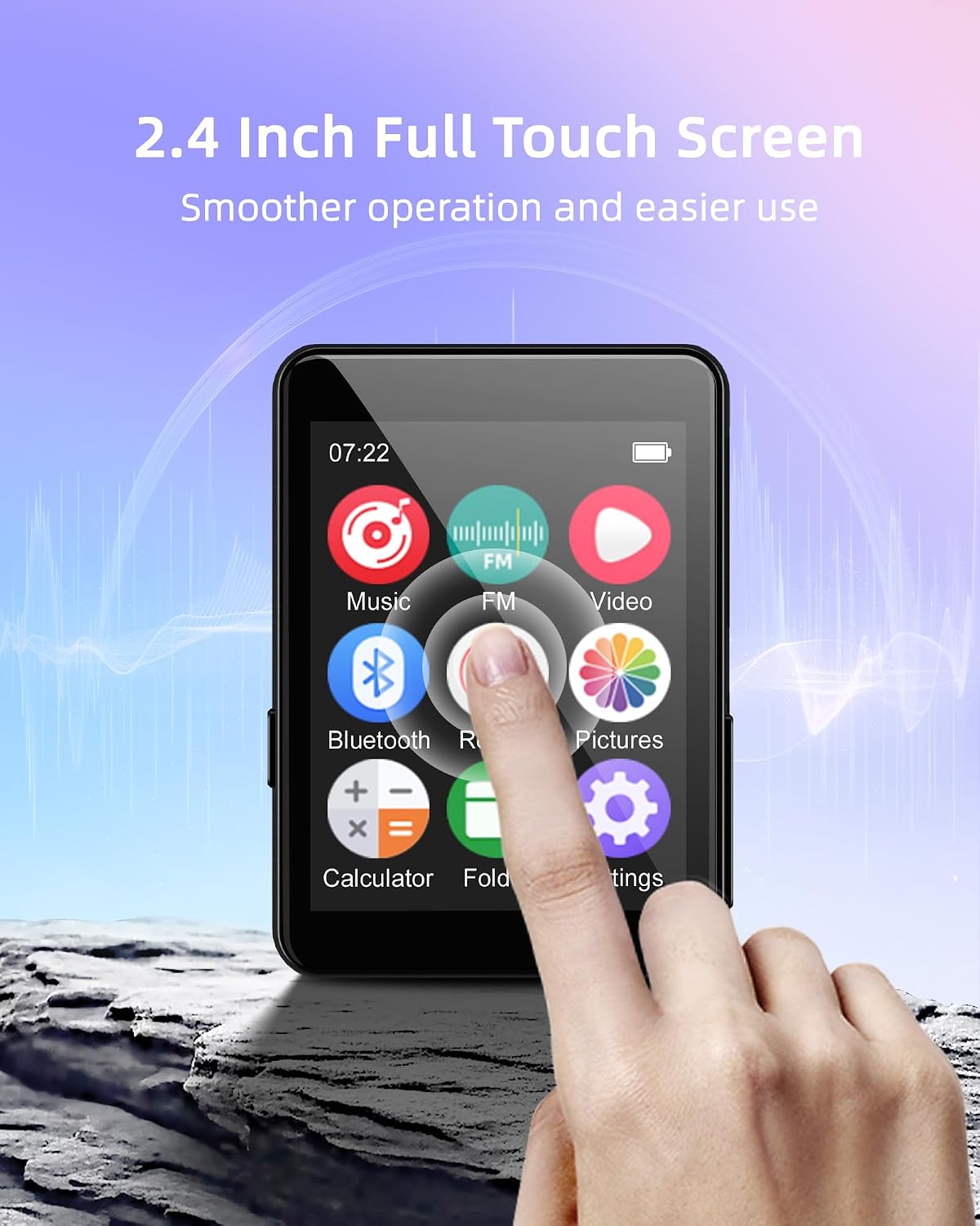 Luoran 64GB MP3 5.3, 2.4" Player with Bluetooth Portable Music Player Full Touchscreen with Speaker, FM Radio, Voice