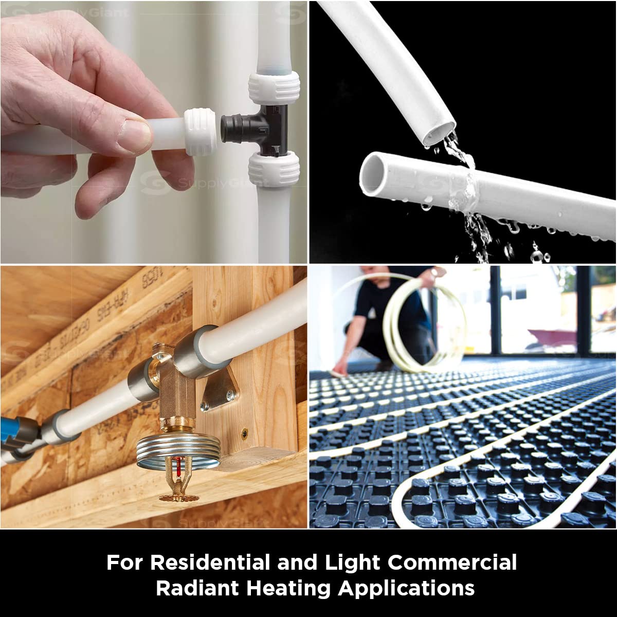 Supply Giant PEX-B Pipe 1 In x 300 Ft White Tubing for Plumbing, Potable Water Line for Home Improvement, Indoor/Outdoor Use