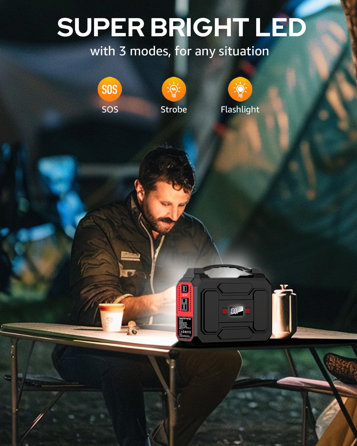 Solar Powered Generator 200W Peak/100W Rated, Portable Solar Generator Power Station with Solar Panels 40W Included, 146Wh Solar Power Bank with AC Outlet 110V for Home Use Camping Outdoor Adventure