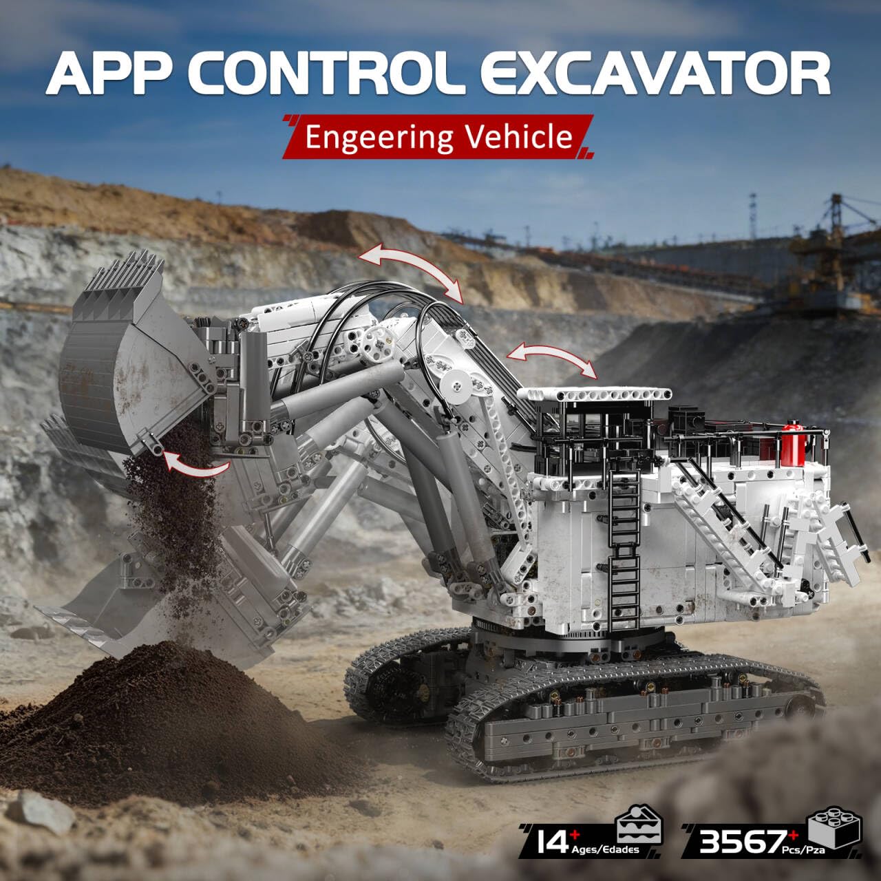 Mould King 17067 Heavy Duty Excavator Building Set, Large Excavator Model with 8 Motors, Engineering Bulldozer Toy Gifts for Adults/Vehicle Collection Enthusiasts (3567 Pieces)