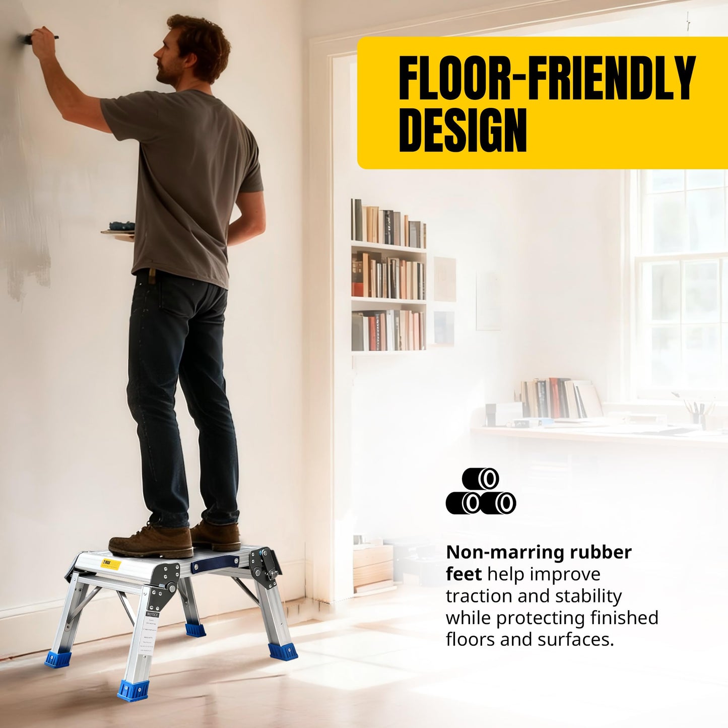 MaxWorks Folding Aluminum Work Platform and Step Stool 350 lb Capacity Lightweight Portable Step with Carry Handle for Garage Home and Jobsite Use (80773)