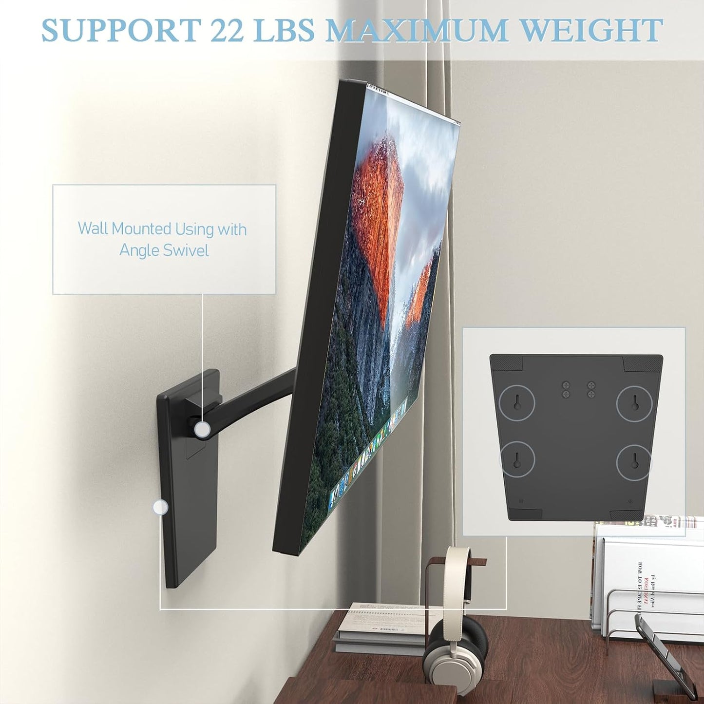 babibobibibi 75x75mm/100x100mm Babibobibi Foldable VESA Stand - LCD/PC Monitor Mount, Black, Lay Flat, Single Monitor