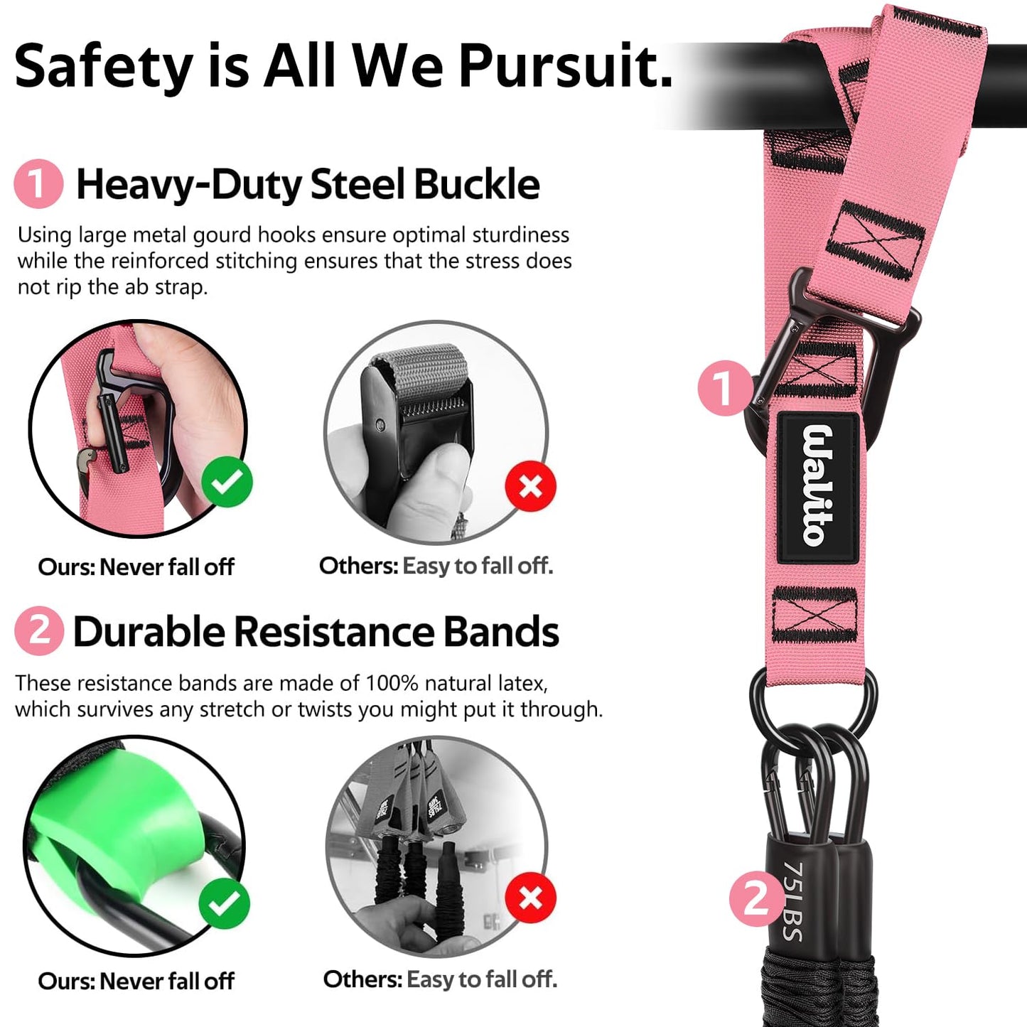 Pull Up Assistance Bands Set, Heavy Duty Adjustable Pull Up Assist Band with Feet Rest, Strength Training Bands for Home Gym Fitness, Pull-Up Bar, Calisthenics and Body Stretching