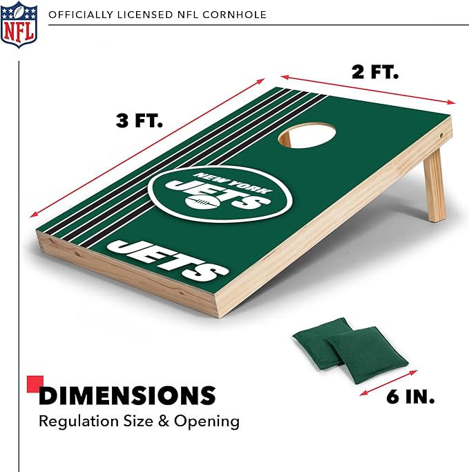NFL 2' x 3' Solid Wood Cornhole Set with Direct Print HD Team Graphics – Great Gift for Any Football Fan! Bean Bag Toss Family Outdoor Games