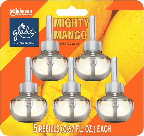 Glade PlugIns Refills Air Freshener - Mighty Mango Scented Essential Oils | 0.67 Fl Oz, 5 Count