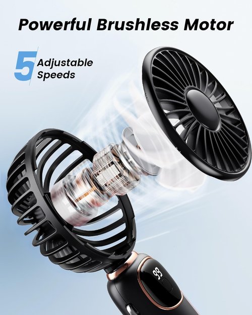 coldSky Portable Handheld Fan - 3-in-1 Multifunctional Travel Fan with 4000mAh Battery | Black