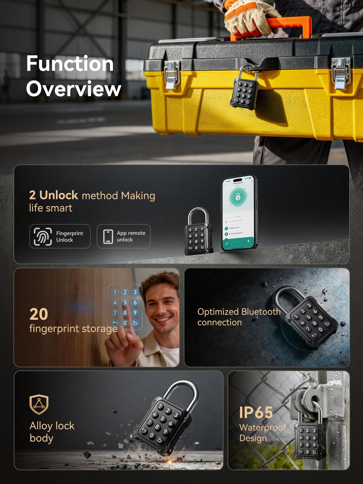 NexusLab Combination Lock, Locker Lock & Gym Locker Lock with TUYA App, High-Security, IP67 Rated, Zinc Alloy Anti-Corrosion, Perfect for Gym/School Locker, Privacy Safe
