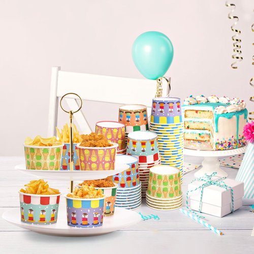 Cididu 240 Pack Paper Ice Cream Cups, 8 Oz Disposable Dessert Snack Bowls, Parties Suppliers Treat Cups for Hot and Cold Food, Soup, Sundae, Fruits, Frozen Yogurt, Summer Birthday Party Picnic